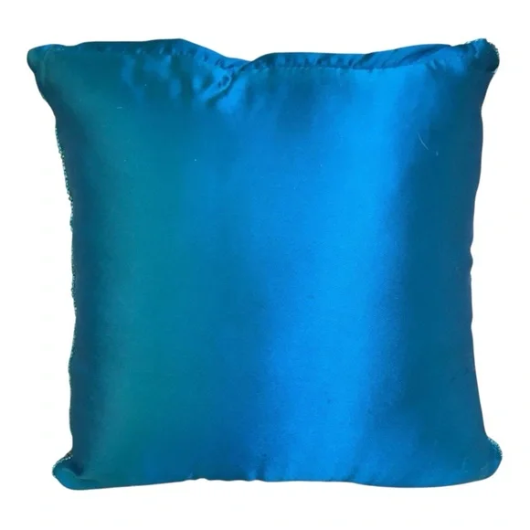 ***SOLD***Pier 1 Blue Multicolor Beaded Decorated Pillow. 11 X 11”. - Picture 6 of 6